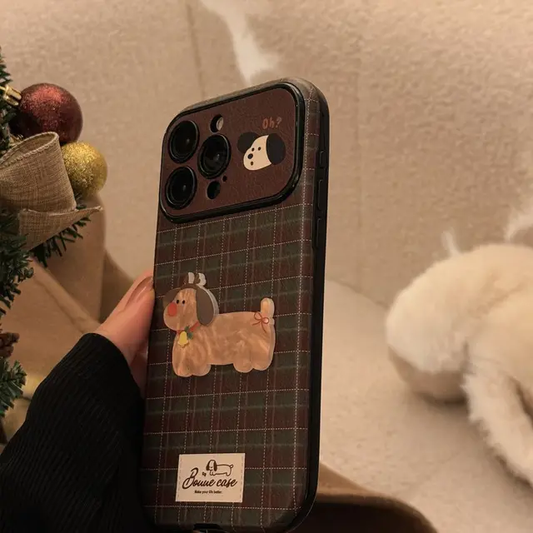 iPhone Series Christmas Puppy Leather Case