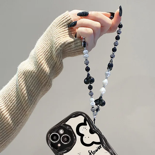 iPhone Series Flower Case with Heart Beaded Chain