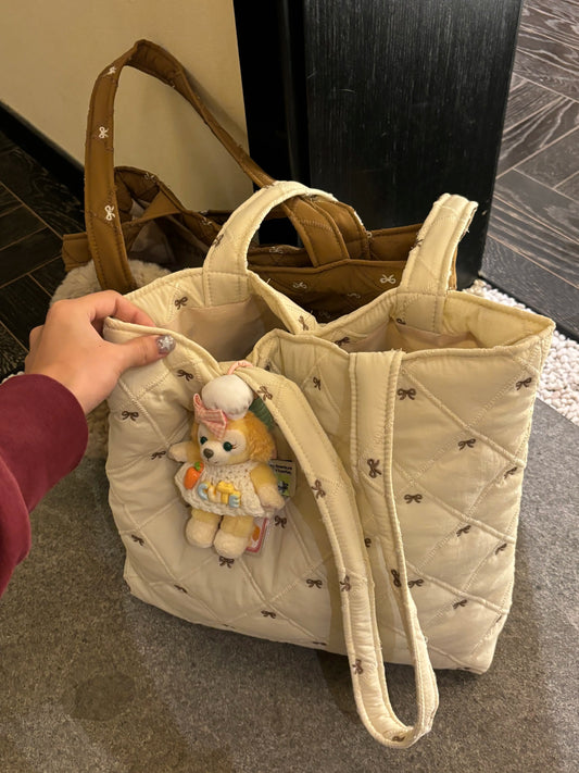 HiPookies™ Soft Bow Embroidered Shoulder Tote Bag