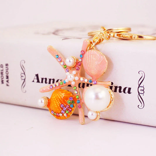 Pearl Starfish Inspired Keychain