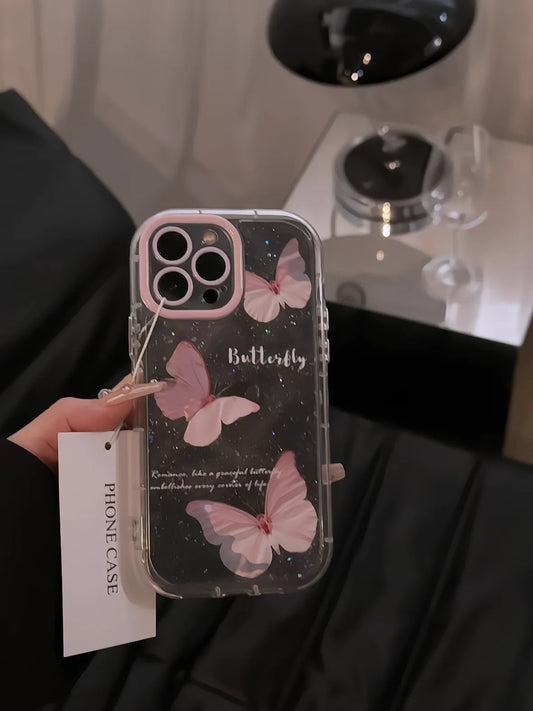 HiPookies™ Water Ripple Glitter Butterfly Case Creative Design for iPhone 16 Series