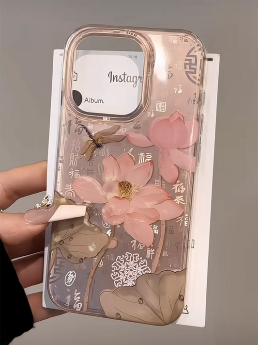 HiPookies™ Chinese Dragonfly & Lotus Case for iPhone 16 Series