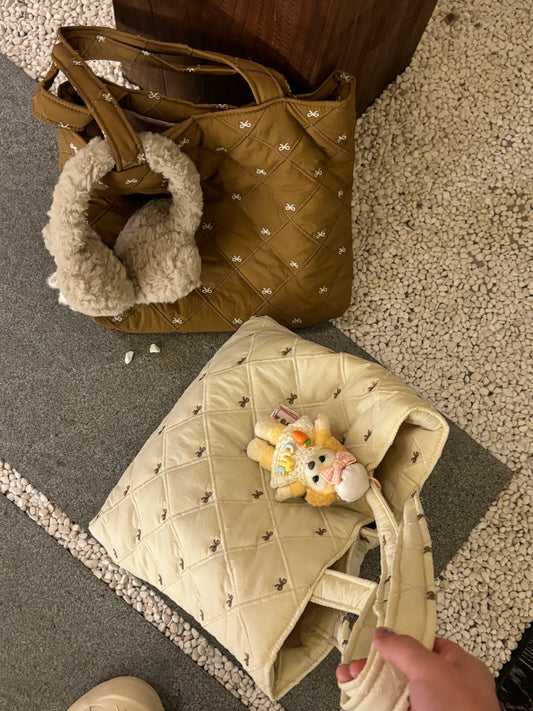 HiPookies™ Soft Bow Embroidered Shoulder Tote Bag