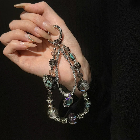 Gradient Heart Small Butterfly Phone Charm Chain