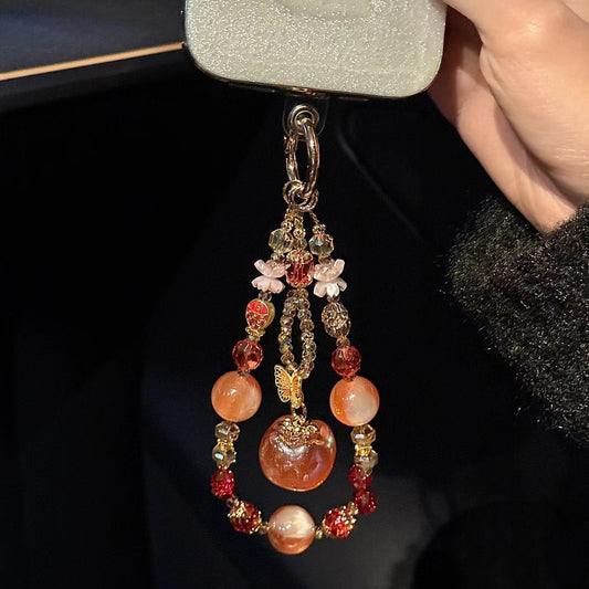 Royal Peach Beaded Phone Charm Chain