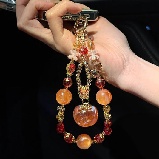 Royal Peach Beaded Phone Charm Chain