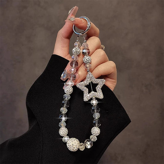 Shining Star Short Water Diamond Balls Phone Charm Chain