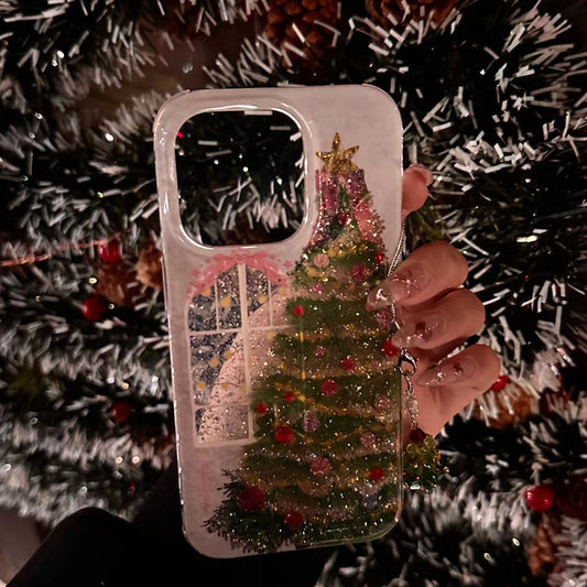 iPhone Series Christmas Tree Through Window White Case