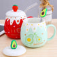 Kawaii Fruit Strawberry Avocado Ceramic Cup (500ml)
