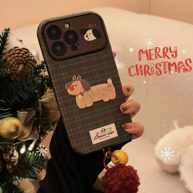 iPhone Series Christmas Puppy Leather Case