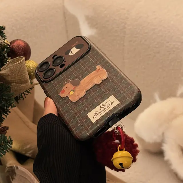 iPhone Series Christmas Puppy Leather Case
