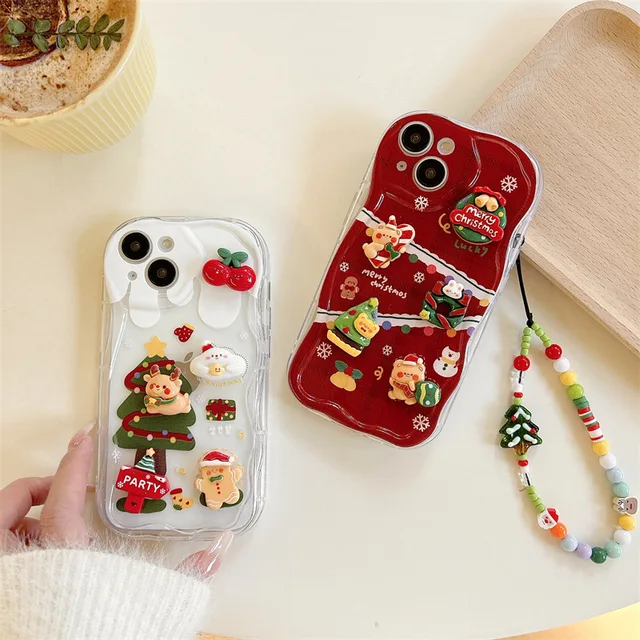iPhone Series 3D Christmas Case with Beaded Chain