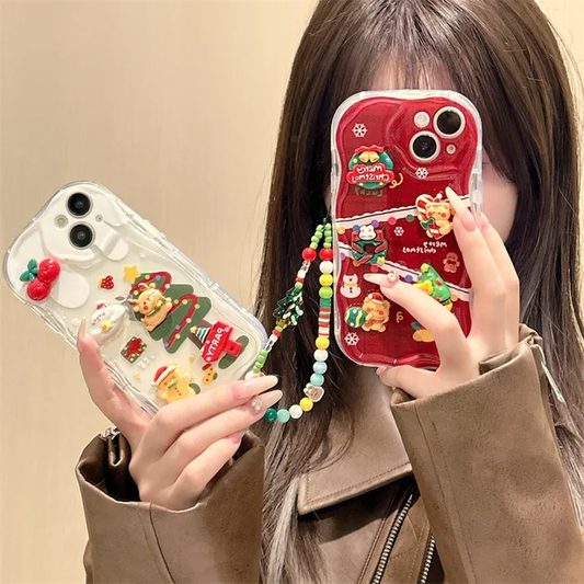 iPhone Series 3D Christmas Case with Beaded Chain