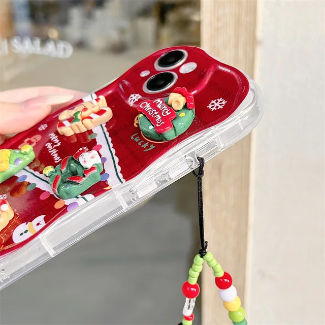 iPhone Series 3D Christmas Case with Beaded Chain