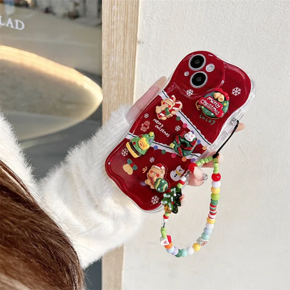 iPhone Series 3D Christmas Case with Beaded Chain