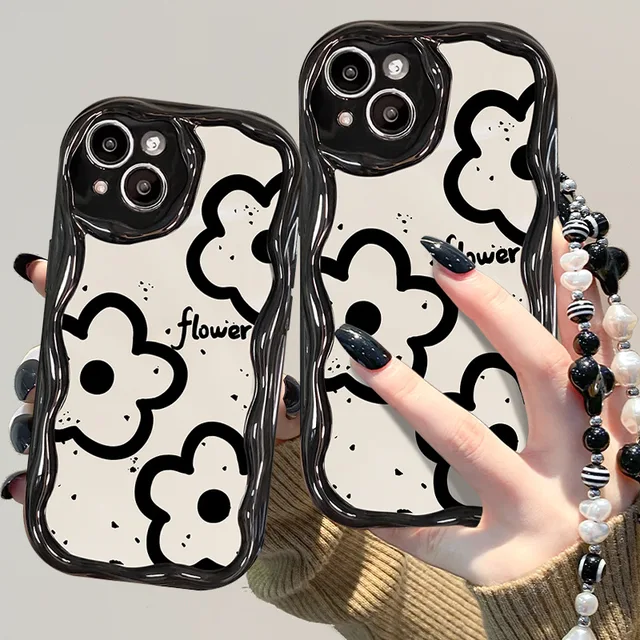 iPhone Series Flower Case with Heart Beaded Chain