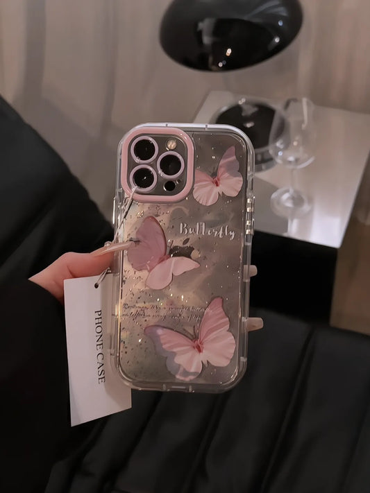 HiPookies™ Water Ripple Glitter Butterfly Case  Creative Design for iPhone 16 Series