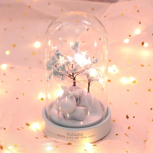 Glass Cover Reindeer Christmas Decor Lamp