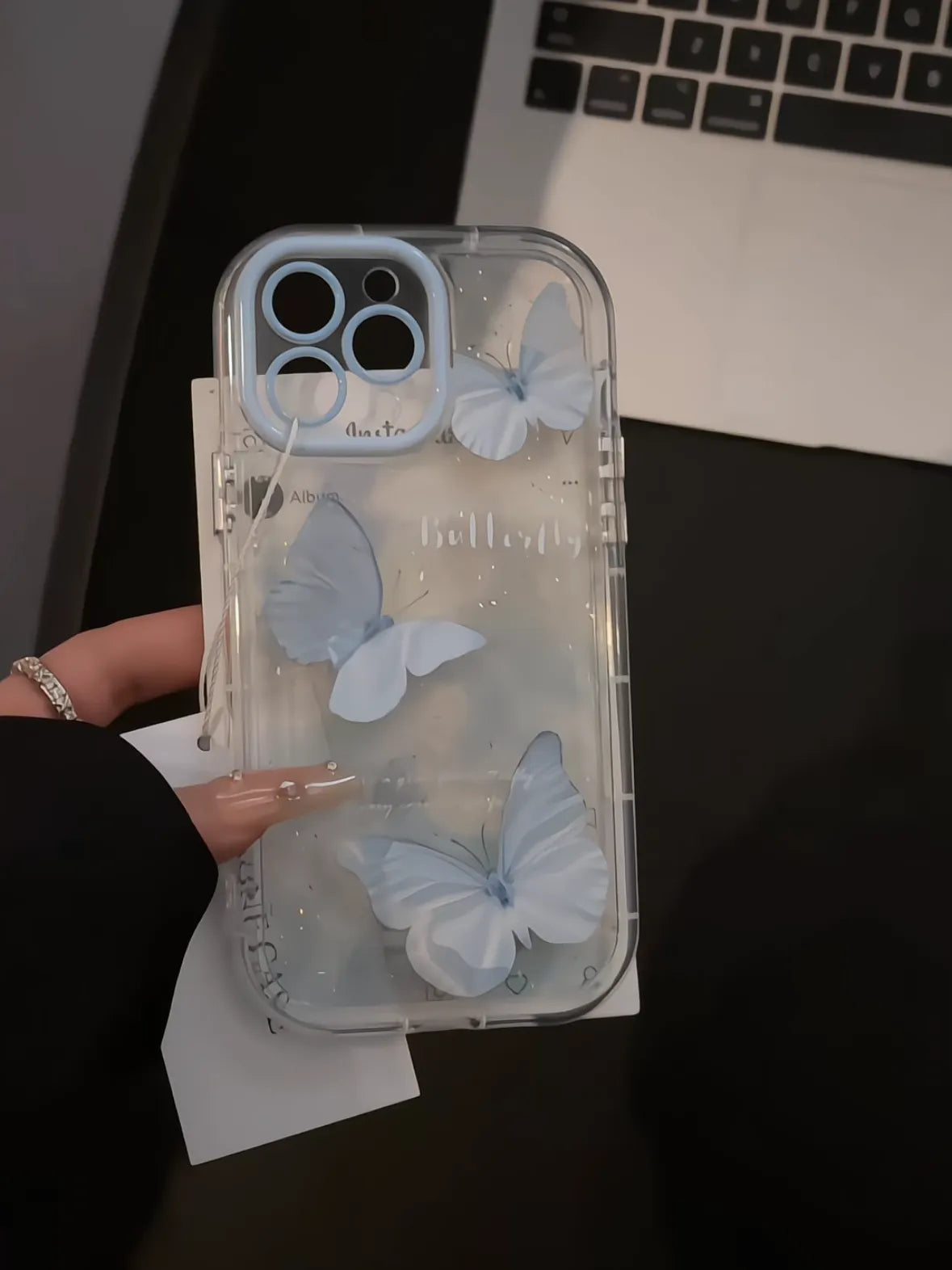 HiPookies™ Water Ripple Glitter Butterfly Case  Creative Design for iPhone 16 Series