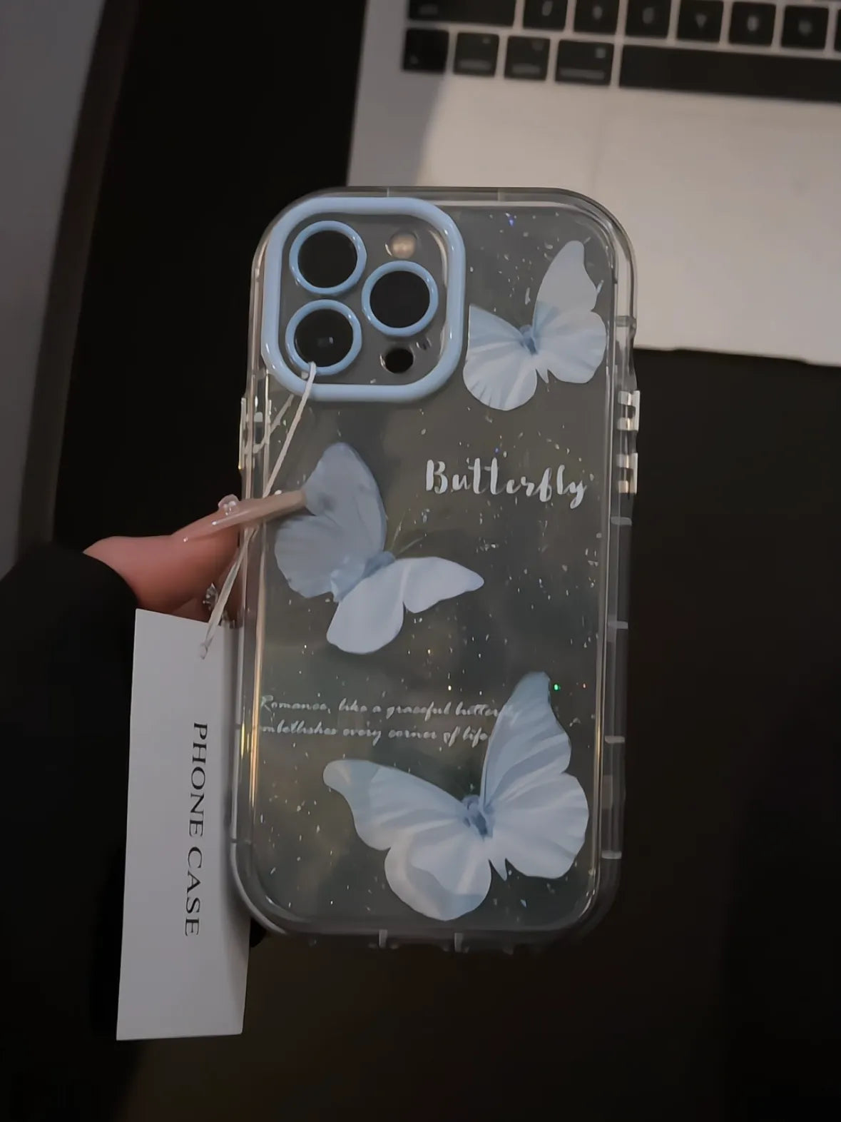 HiPookies™ Water Ripple Glitter Butterfly Case  Creative Design for iPhone 16 Series