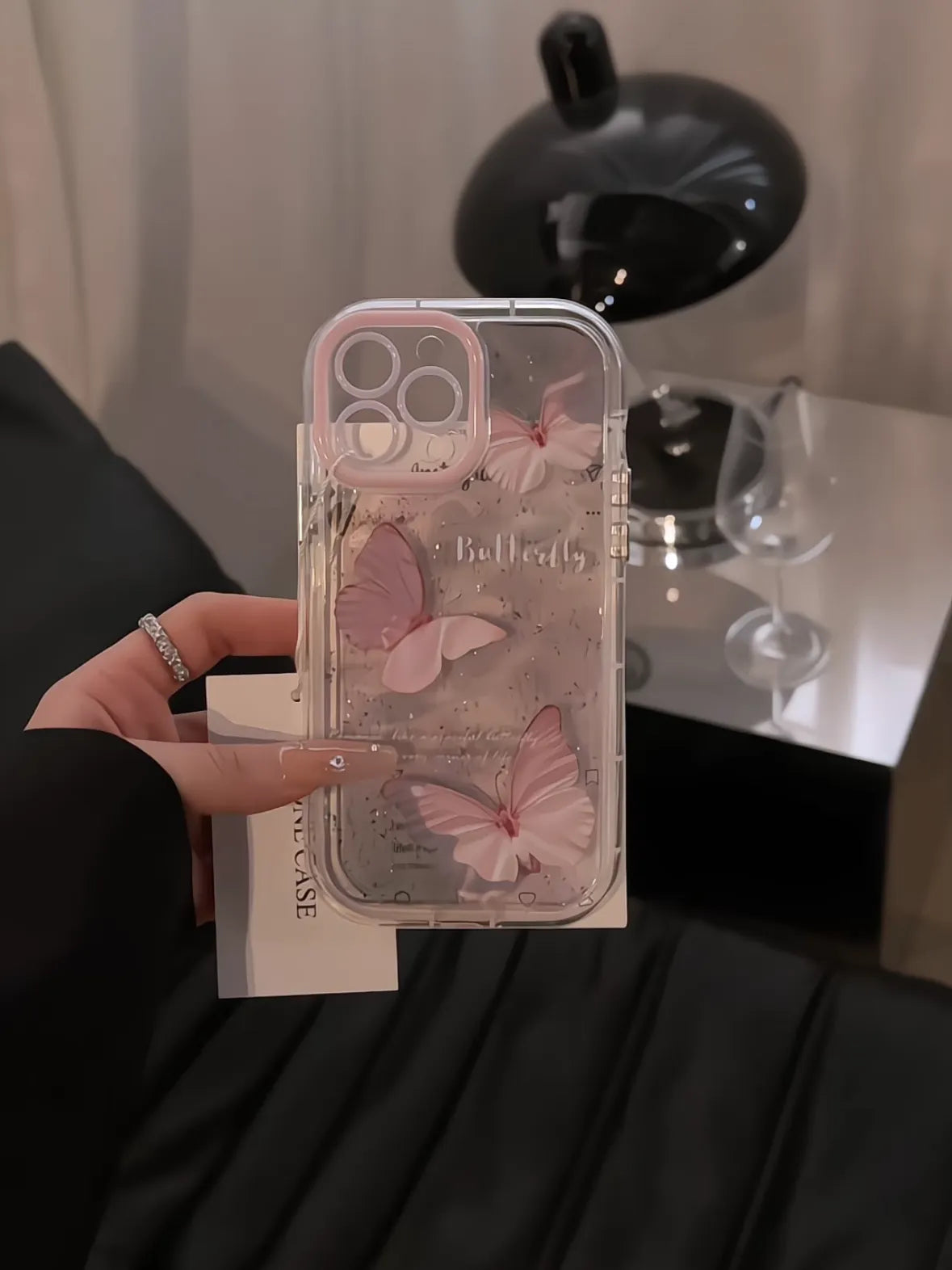 HiPookies™ Water Ripple Glitter Butterfly Case  Creative Design for iPhone 16 Series