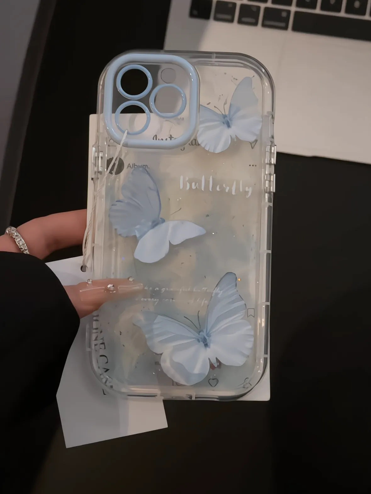 HiPookies™ Water Ripple Glitter Butterfly Case  Creative Design for iPhone 16 Series