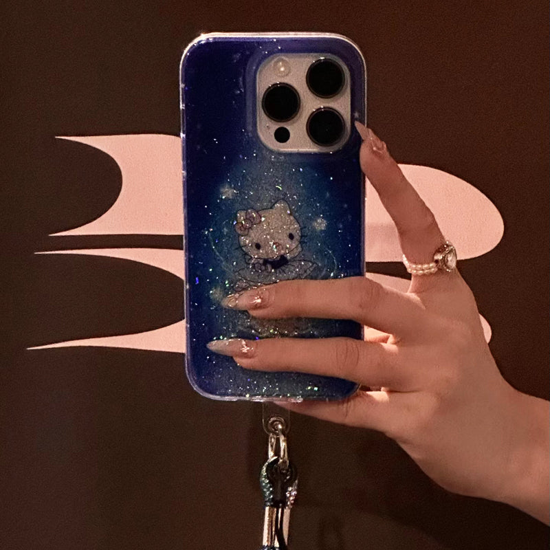 iPhone Series Kitty In Galaxy Blue Case