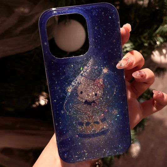 iPhone Series Kitty In Galaxy Blue Case