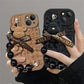 iPhone Series Plush Bear Beaded Chain Phone Case