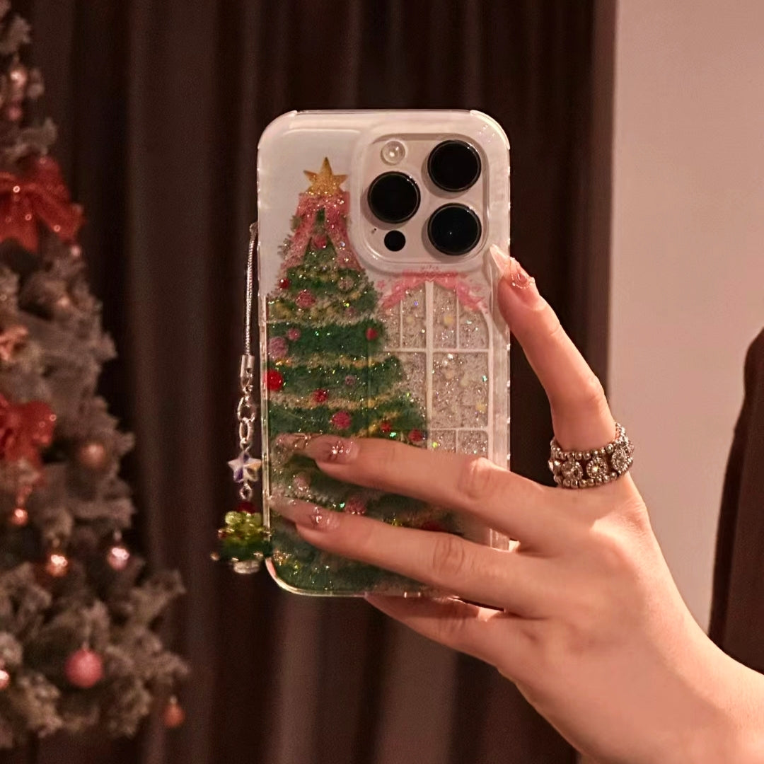 iPhone Series Christmas Tree Through Window White Case