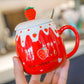 Kawaii Fruit Strawberry Avocado Ceramic Cup (500ml)