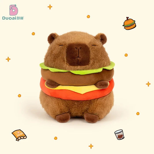 Hamburger Capybara Fluffy Plushie
