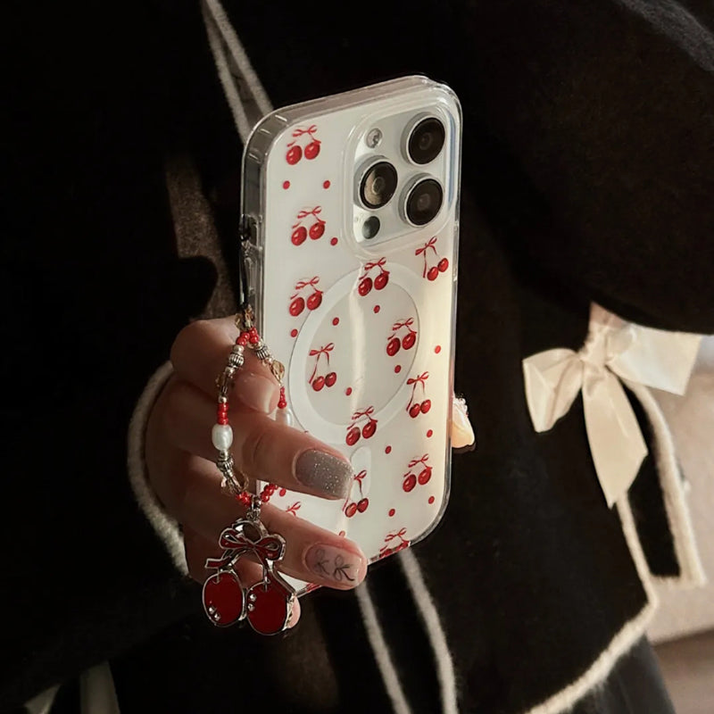 iPhone Series Red Cherries Case with Phone Charm
