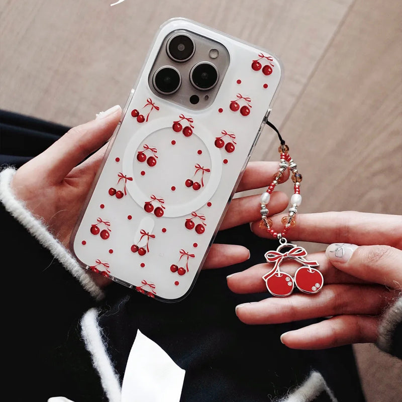 iPhone Series Red Cherries Case with Phone Charm