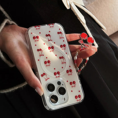 iPhone Series Red Cherries Case with Phone Charm
