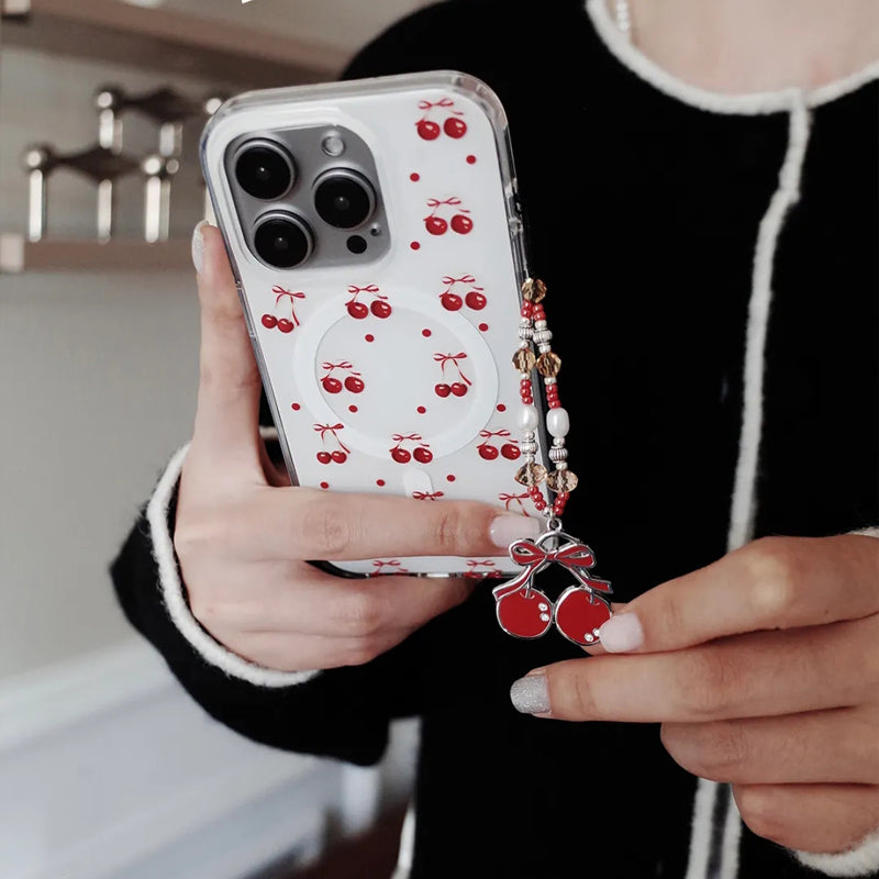 iPhone Series Red Cherries Case with Phone Charm