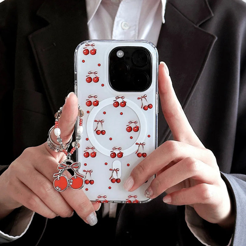 iPhone Series Red Cherries Case with Phone Charm
