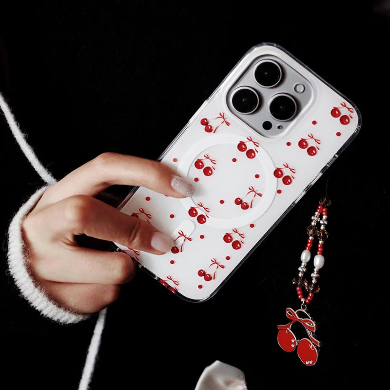 iPhone Series Red Cherries Case with Phone Charm