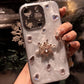 iPhone Series Studded Snowflake Silver Phone Case