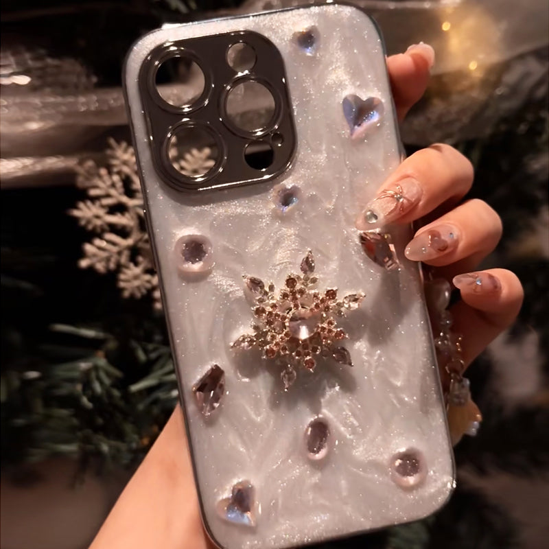 iPhone Series Studded Snowflake Silver Phone Case