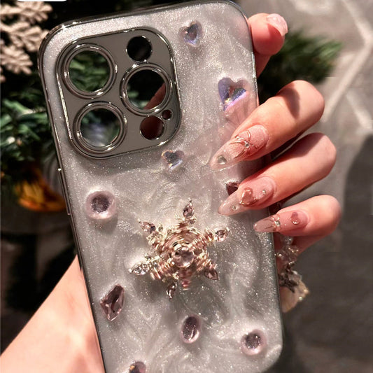 iPhone Series Studded Snowflake Silver Phone Case