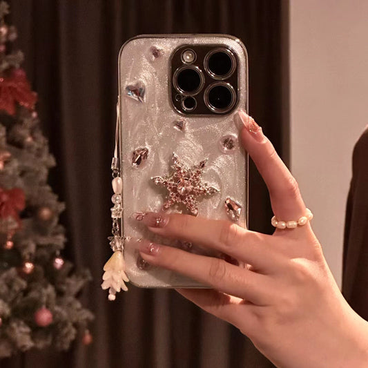 iPhone Series Studded Snowflake Silver Phone Case