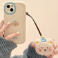 iPhone Series Cream Whimsical Puppy Bliss Cartoon Case With String