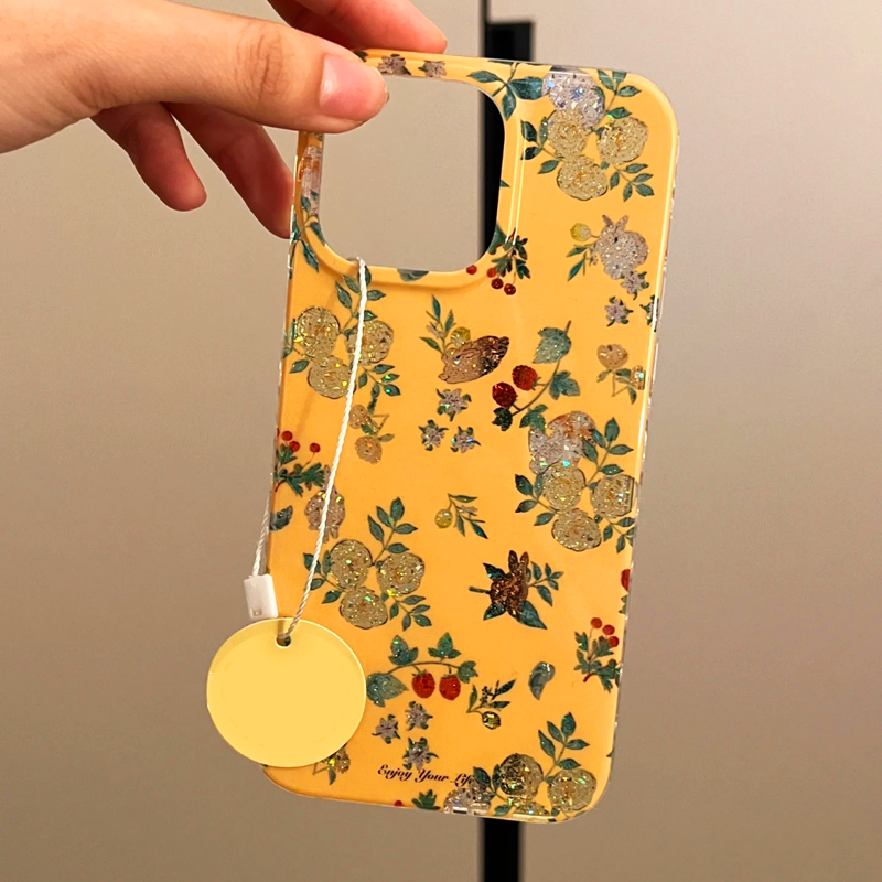 iPhone Series Yellow Floral Sparkly Phone Case