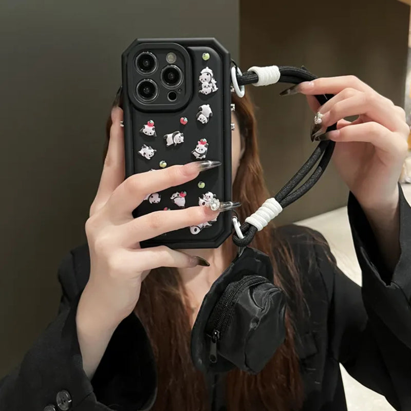 iPhone Series Luxury Black Rope Sling Case with Cap Zipper