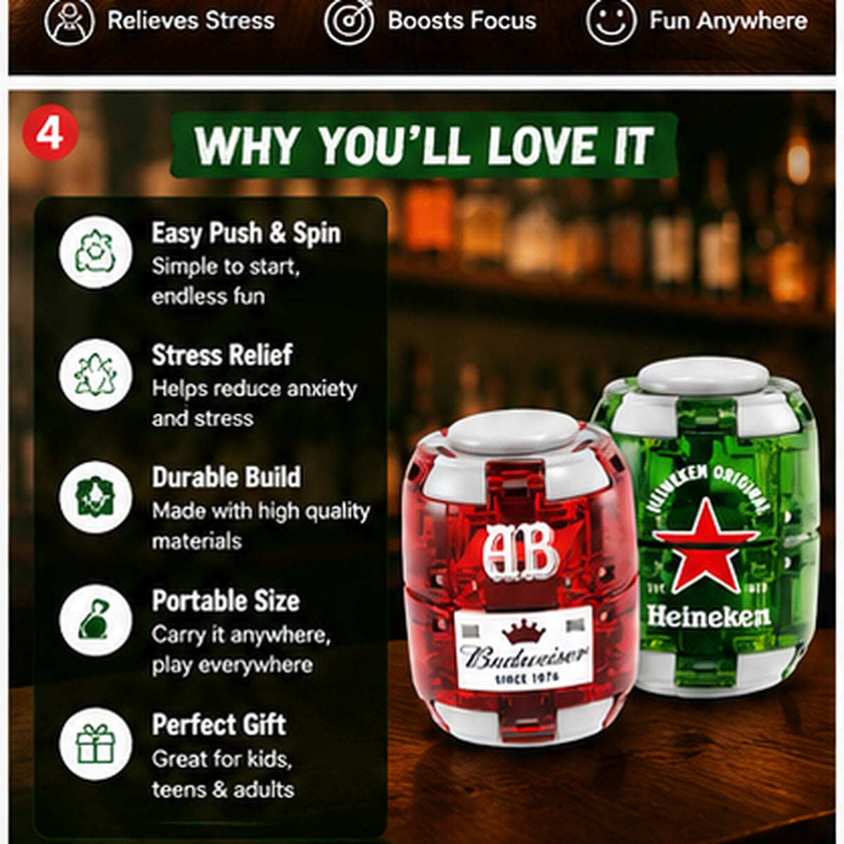 HiPookies Beer Fingertip Gyro features
