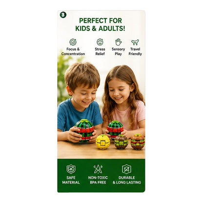 Kids playing with HiPookies Fruit Push-to-Spin Fidget Balls