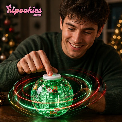 Adult using the Hipookies luminous spinning Press Gyroball