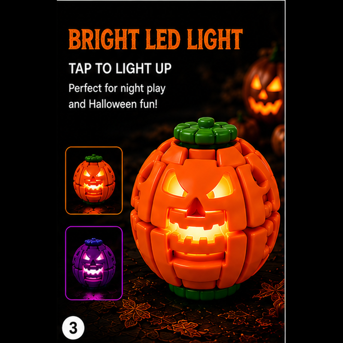 HiPookies Pumpkin bright LED light feature