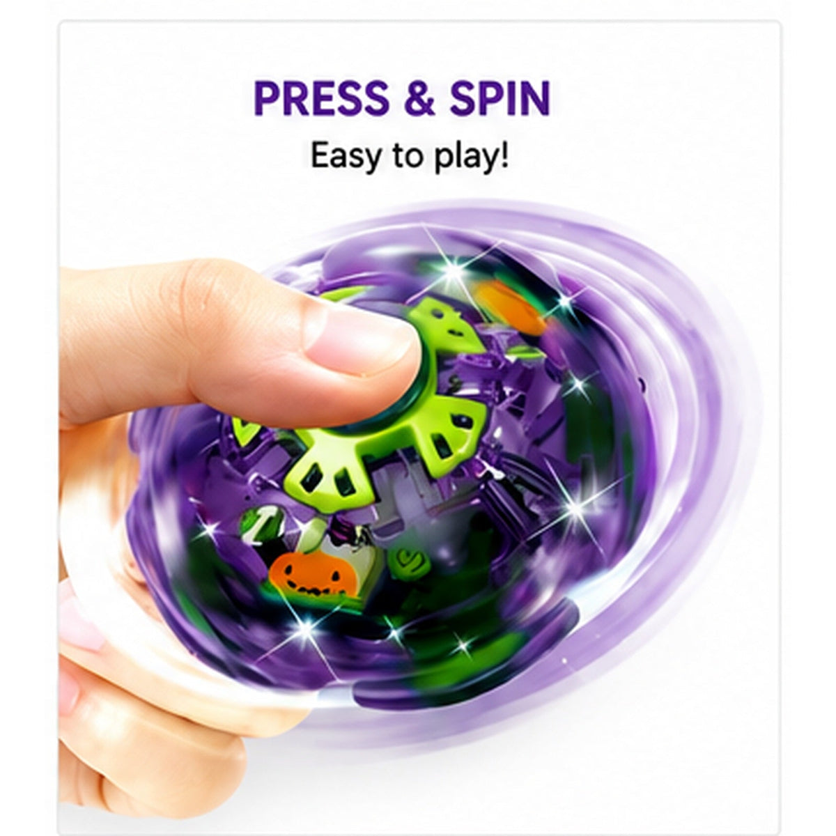 Press and spin Halloween gyro ball